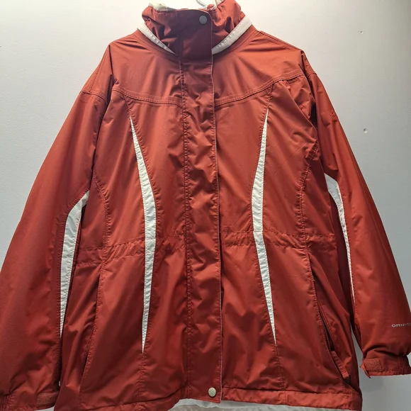 Columbia Jacket Red And White WINTER Coat With Hood Women's Size XL - Picture 2 of 13